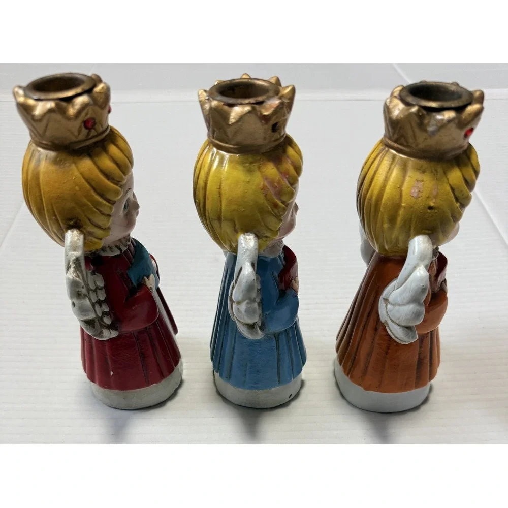 HOMCO - Vintage Christmas Angel Choir Candle Holders -‎ Set of 3